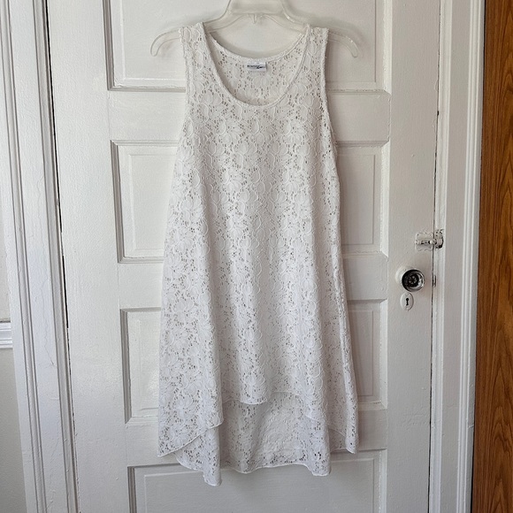 Profile by Gottex White Sheer Floral Lace Swim Coverup Dress Stretch Hi-Low Hem - Picture 4 of 16